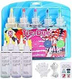 5 colores Tie Dye Kit,Kit de teñido permanente para teñir camisetas,camisa tela tinte con bandas de goma, guantes, Tinte Duministros No Tóxicos Moda de Bricolaje