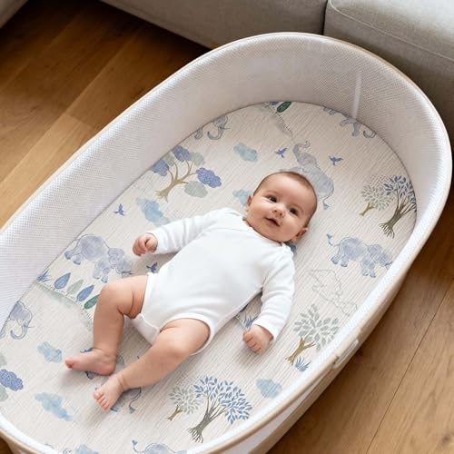 Image of Gllquen Baby Muslin Bassinet Sheets 3pk, Soft Cotton Baby Sheet 33x17 | Breathable Cozy Bassinet Mattress Sheet, Compatible with Halo Bassinest Swivel Sleeper, Snoo, Baby Delight, For Boys Girls