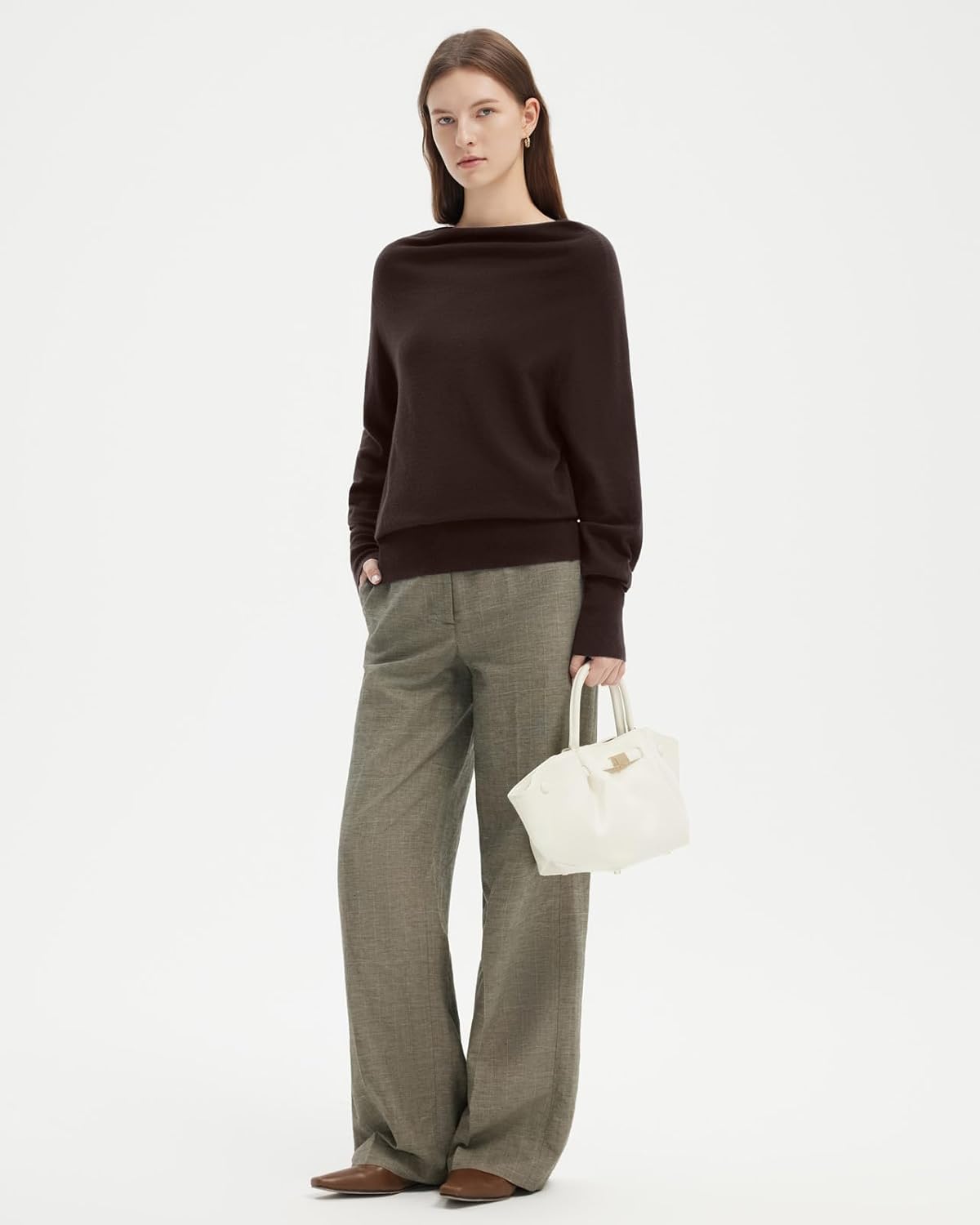 SUUKSESS Women Cashmere Oversized Off Shoulder Pullover Sweater Batwing Knit Top - Image 5