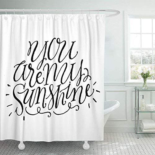 SPXUBZ You are My Sunshine Inspirational and Motivational Quotes Hand Script Lettering and Design for Your Bags Shower Curtain Waterproof Bathroom Decor Polyester Fabric Curtain Sets with Hooks