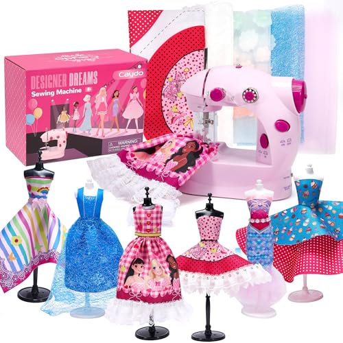 Caydo Machine à Coudre Mini pour Débutant, 48 Pièces Kits de Création de Mode Pour Filles 8-12 Ans avec Machine...