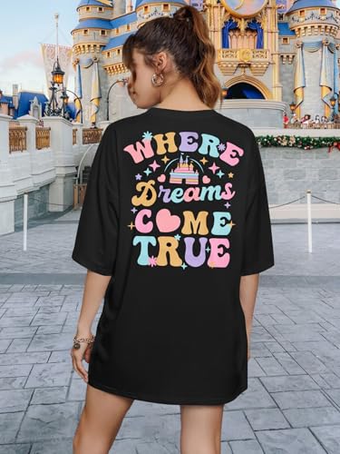Magic Kingdom Shirts for Women: Oversized Castle Graphic Tees Magical Fairy Tale Gift Shirt Casual Short Sleeve Tops3