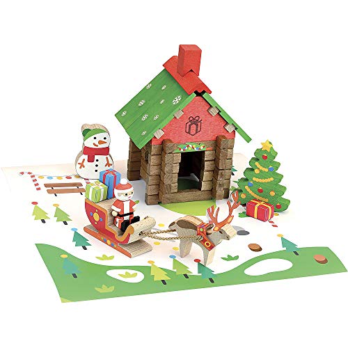 Jeujura 8228 8228-MAISON DU PÈRE NOEL-50 Pieces drewniana skrzynka budowlana