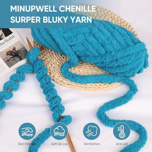 Image of 8 Packs Jumbo Chunky Chenille Yarn - 2040g(72oz) 245 Yards (224m) Bulky Yarn - Chunky Yarn for Hand Knitting Blanket,Cushions, Pet Bed - Soft and Durable(Sky Blue)