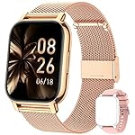 Popglory Smart Watch for Women Men Answer/Make Calls, 1.85" Smartwatch 44mm 2 Straps & Split Screen, 100+ Sports Fitness Watch with Blood Pressure/Oxygen/Heart Rate Monitor for iOS and Android