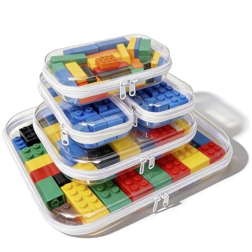 MATICAN Clear Hard Shell Zipper Pouches - Assorted Small, Medium, Large Sizes - 5-Pack Transparent Organizer Cases with White Trim for Travel, Makeup, Pencil, Snacks, Home, Office, School Storage