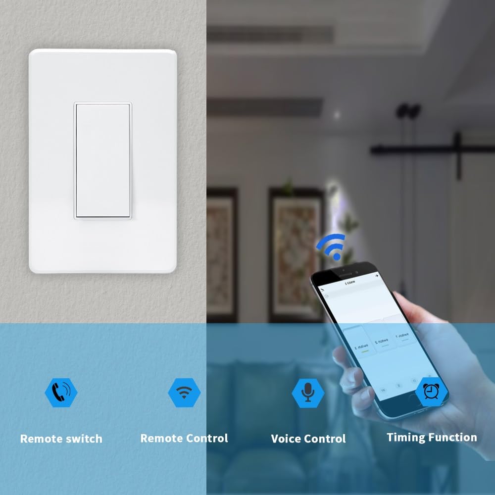 Bkiyougo Interrupteur Wifi Interrupteur Connecté Alexa Sans