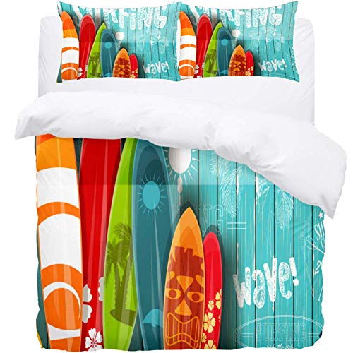 Hot Deals Josid Surfboards On Blue Wooden Background Comforter Duvet Cover with Zipper Closure,Soft Lightweight Microfiber 3 Piece Kids Bedding Set with Pillow Shams California King Size Get Special Price Josid Surfboards On Blue Wooden Background Comforter Duvet Cover with Zipper Closure,Soft Lightweight Microfiber 3 Piece Kids Bedding Set with Pillow Shams California King Size