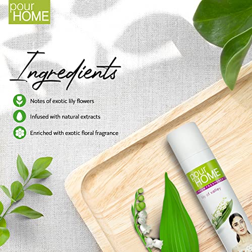 Image of POUR HOME Lily of Valley Room Air Freshener Spray - 220ML Each (Pack of 2) | Long-Lasting Fragrance - Reduces Odours - Suitable for Home & Office