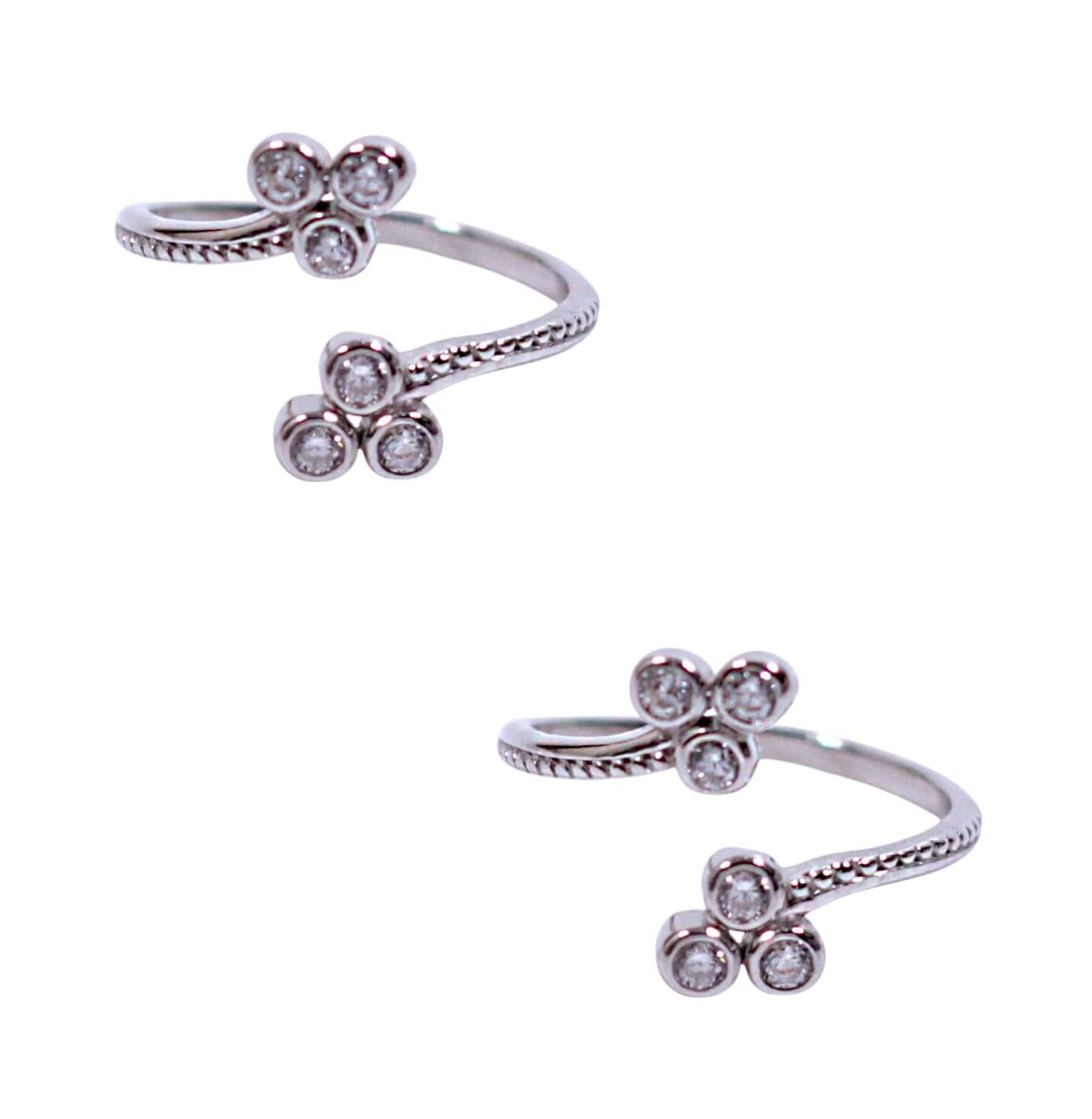 taraash 925 Sterling Silver Floral CZ Adjustable Toe Ring for Women-picture-24