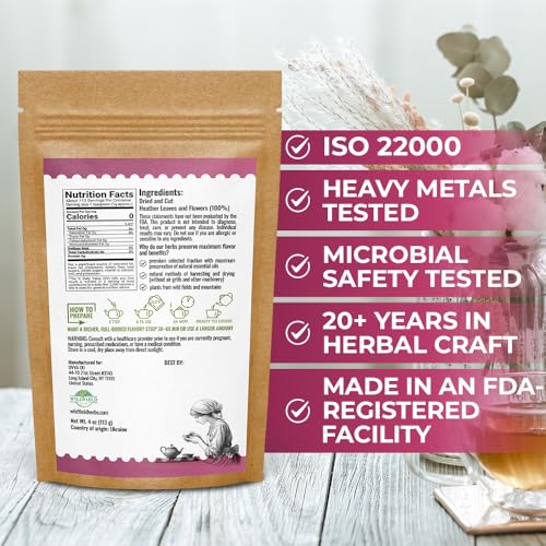 Image of 4 oz. Dried Heather Flowers And Leaves Herbal Tea (Calluna vulgaris) - 113g Brecina flores y hojas