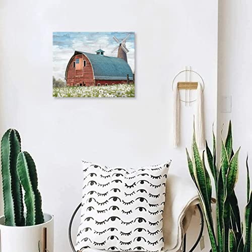 Barn Farm Picture Wall Art - Rustic Farmhouse Decor Canvas Framed 15X12 #TOP5