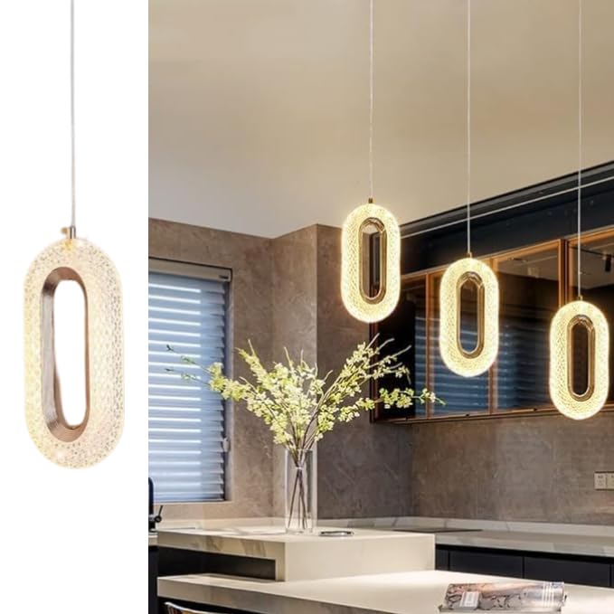 Modern Style Glossy Crystal Oval Shape Fancy Led Pendant Lamp/Ceiling Light for Bedroom, Living Room, Restaurants, Dining, Coffee Shop, Office. Etc Home Decoration. (Pack of 1)
