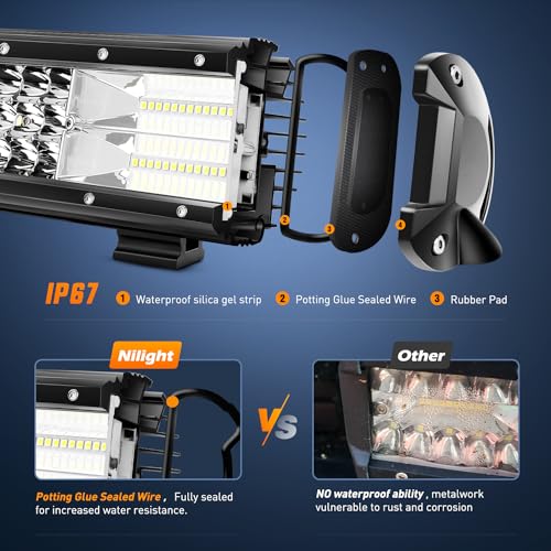 Image of Nilight - 18007C-A 37Inch Triple Row Led Light Bar 468W Flood Spot Combo 46800LM Driving Lights Boat Led Off-Road Lights for Trucks