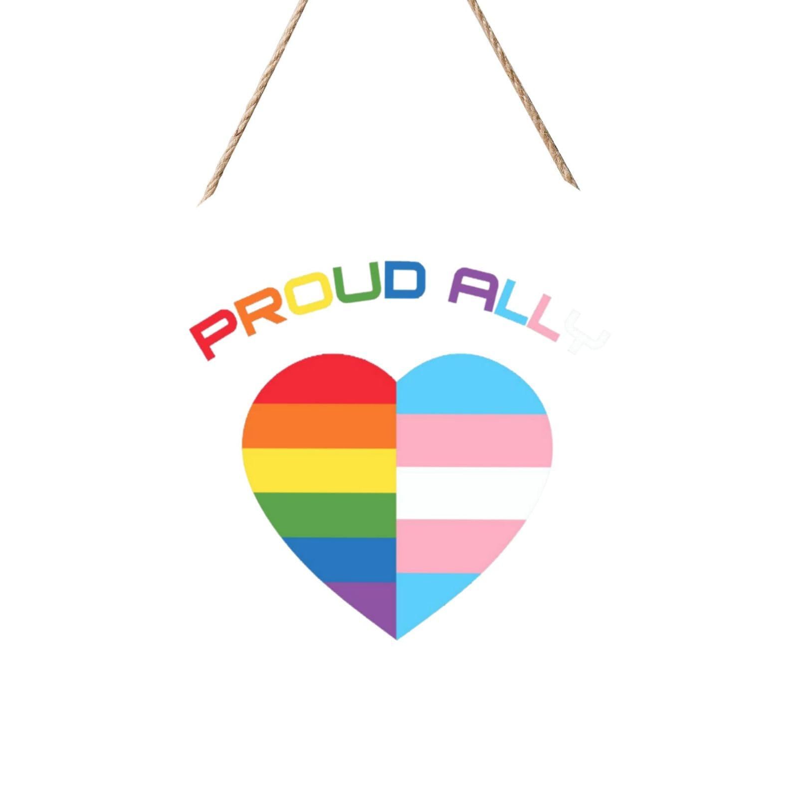 Lgbtq Gay Pride Ally Door Signs Plaques Wood Welcome Sign For Front Door Wall Hanging For Home Farmhouse Office Classroom Party Decoration