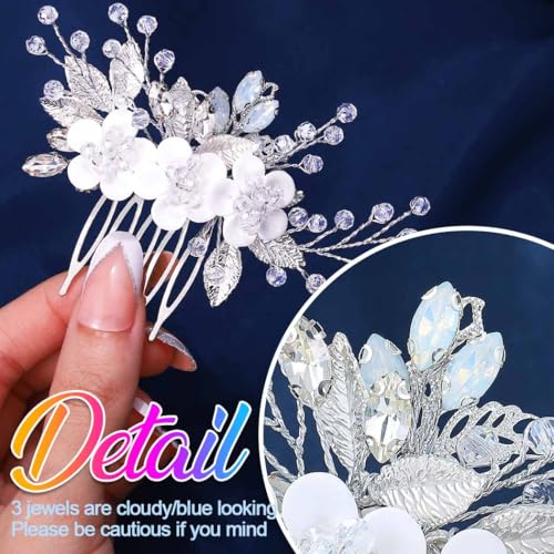 catery flower bridal hair comb wedding hair clip rhinestone hair pieces accessories for women silver