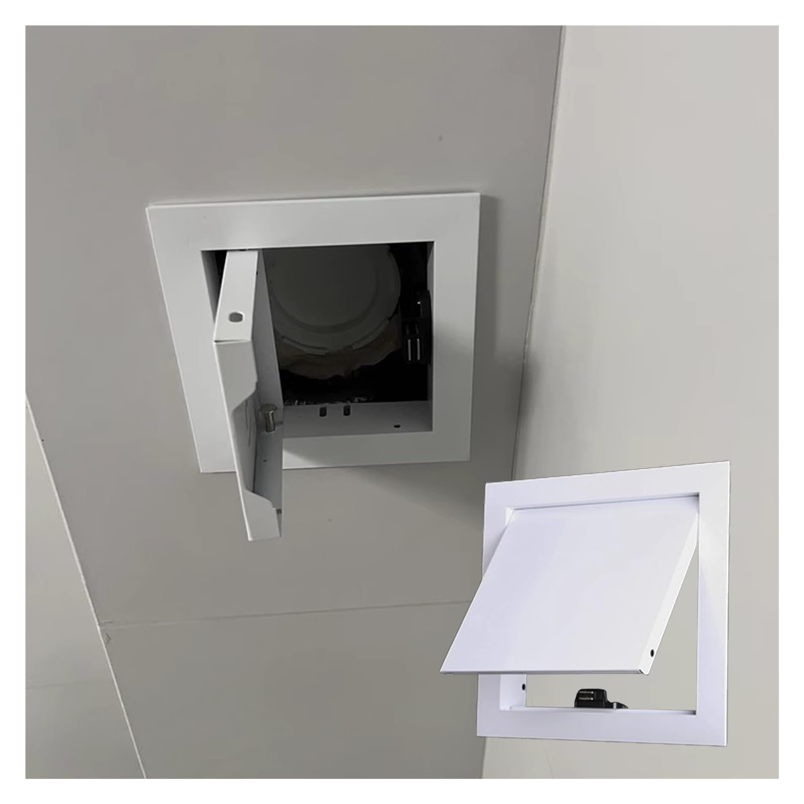 Puerta de acceso blanca de 15 x 25 cm con bisagra para paneles de yeso e inspección de cables