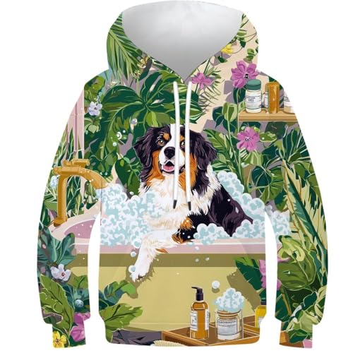 Sweat à capuche imprimé 3D jungle pour garçons et filles de 12 à 14 ans