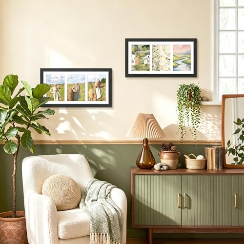Image of DUENPY 2-Pack 8x16 Collage Picture Frames, 5x7 Collage Picture Frame Displays Three 5x7 inch Photos, or 8x16 (Without Mat) for Available Horizontal Wall Mounting Display and Vertical, Black