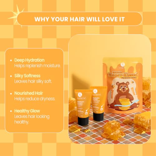 Image of Luseta Manuka Honey Travel Shampoo and Conditioner for Dry Hair 1.01oz*2 | Travel-Friendly Size, Deep Hydration, Helps Smooth Dry Strands, Restores Softness, Enhances Shine, Frizz Control