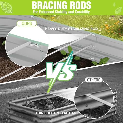 Image of WORKPRO 2PK 8x4x1ft Outdoor Galvanized Raised Garden Bed Set | Easy Assembly Planter Beds for Vegetables, Flowers & Herbs with Durable Galvanized Steel, Light Green
