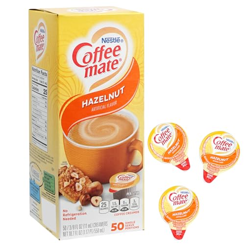 Hazelnut Liquid Coffee Creamer Singles, 50 Creamer Singles Serve Box (18.7 Fl Oz.), Coffee Creamer...
