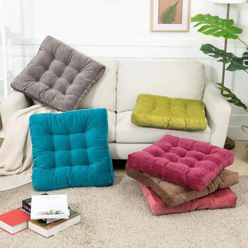 Image of Floor Pillow, Square Meditation Pillow for Seating on Floor Solid Thick Tufted Seat Cushion Meditation Cushion for Yoga Living Room Sofa Balcony Outdoor