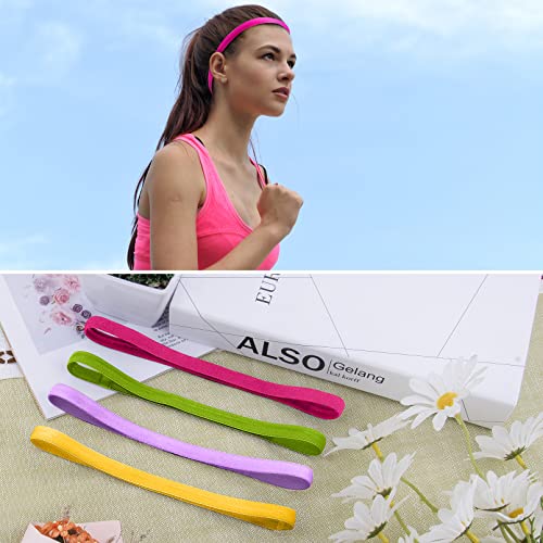 Image of Duufin 20 Pieces Sport Headbands, Thin Non Slip Headband for Women and Girls, Elastic Headbands for Workout, Running, Yoga, Volleyball, Basketball, 1 cm Wide, 42 cm Circumference, 20 Colors