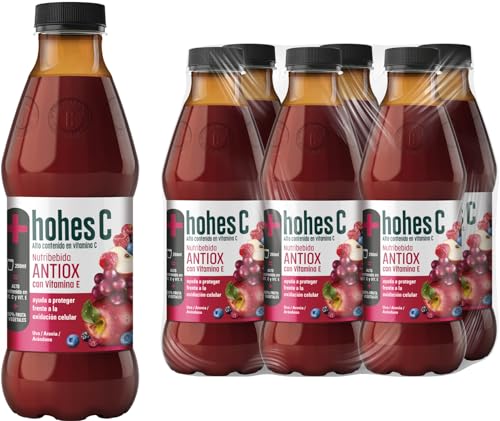 hohes C Nutribebida Antiox con Vitamina E - Zumo de Manzana, Uva, Aronia, Acerola, Arándano, Zanahoria Negra y Limón - Zumo 100% natural Pack 6 x1L