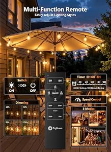 100Ft Outdoor String Lights with Remote, Dimmable G40 LED Bulbs, Waterproof — photo 4 of 6