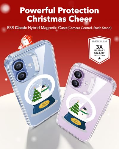 Image of ESR for iPhone 17 Case, Camera Control Cover, Compatible with MagSafe, Shockproof Military-Grade Protection, Magnetic Phone Case for iPhone 17, Classic Hybrid Case, Christmas Globe