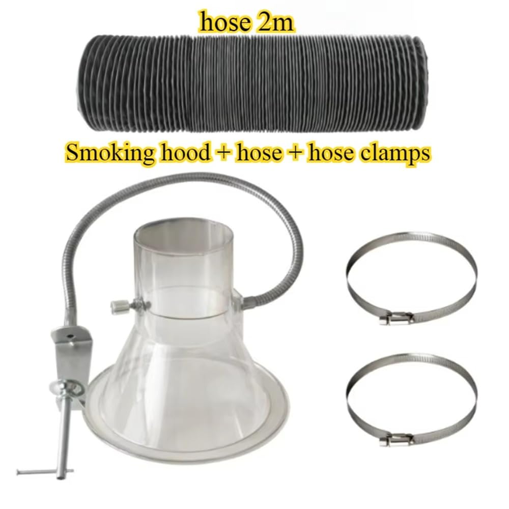 Smoke Extraction Hoods for Soldering and Welding - Flexible PVC and Nylon Fume Exhaust with Adjustable Hose and Clamps(65-180 PVC Hose 2m)