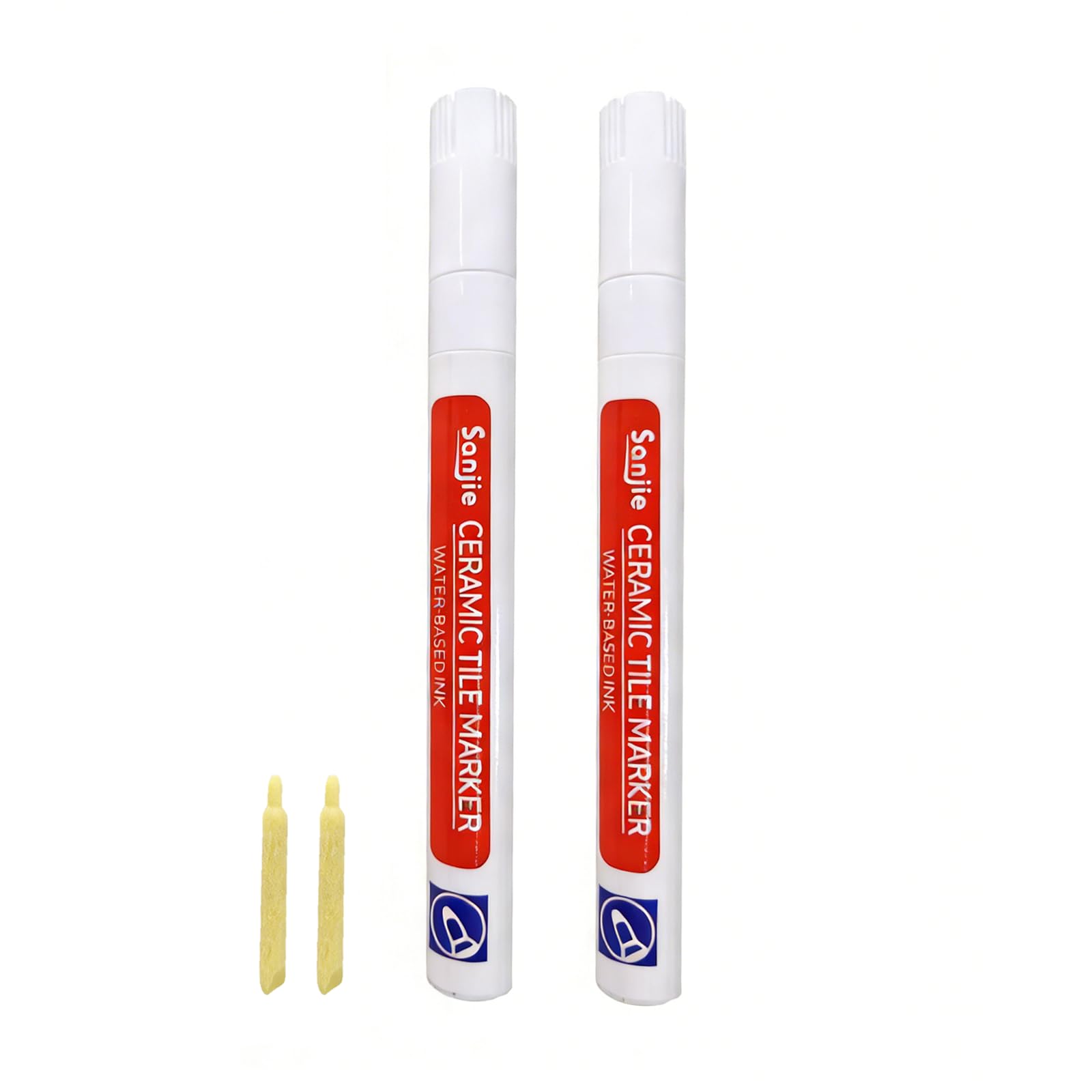 2 Pezzi Piastrelle Stuccare Sigillante Penna, Pennarello Fughe Piastrelle, Pittura Pennarelli Riparare, Compatible per Stuccare e Sigillare Giunti di Bagno e Cucina (Bianco)