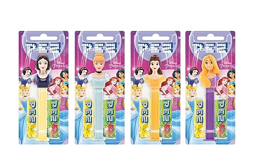 PEZ Disney Princess Character Sweet Dispensers, Strawberry & Lemon Flavoured, Multipack of 12 (2 x Refill Pack Per Dispenser)