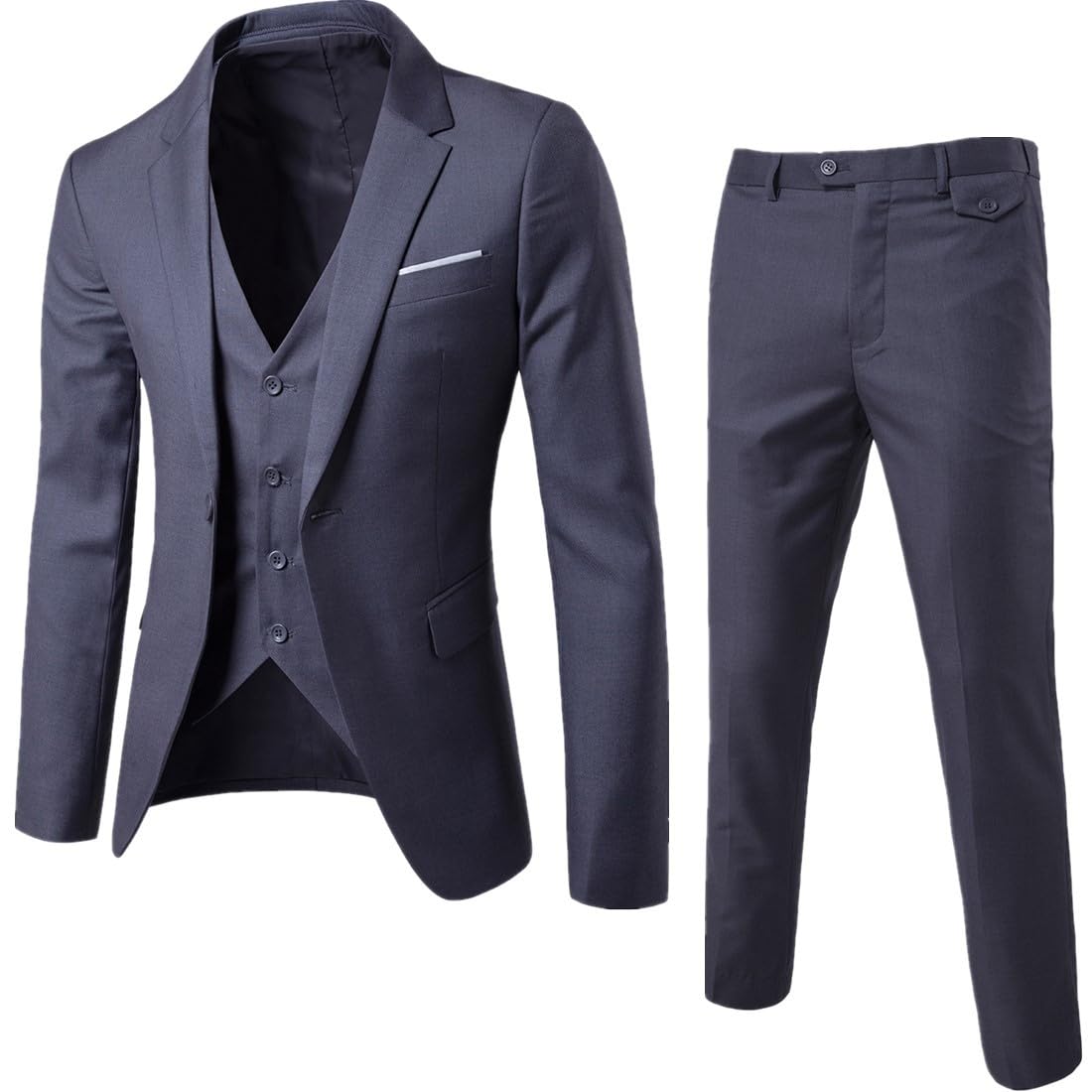 Traje de boda ajustado de 3 piezas para hombre, esmoquin formal con un botón, para novios, padrinos de boda, fiesta de graduación