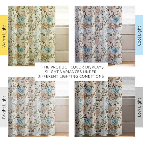 Image of Cloth Fusion Printed 100% Blackout Window Curtains 5 Feet Long Set of 2, Room Darkening Parda with Stainless Steel Grommets for Home Decor (5x4.5 Feet, Blue Blooms)