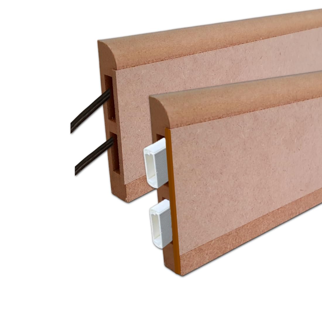 MadeInNature Plinthe électrique bois à peindre, Plinthe Bois MDF Naturel robuste, Plinthe passe câbles facile à poser, hauteur 10.8 cm, Fabrication Française longueur au choix (Naturel, 12 mètres)