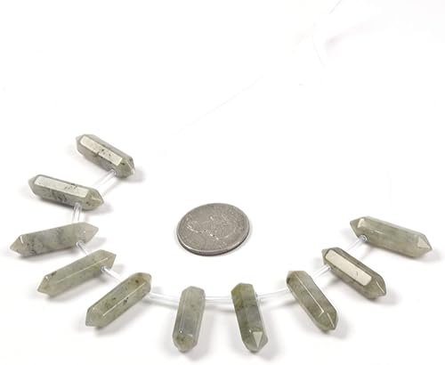 Miniatura 2 de Labradorita - Varita hexagonal de piedra preciosa natural de 1.28 pulgadas para hacer joyas, cuentas curativas de reiki para chakras, reiki, agujero