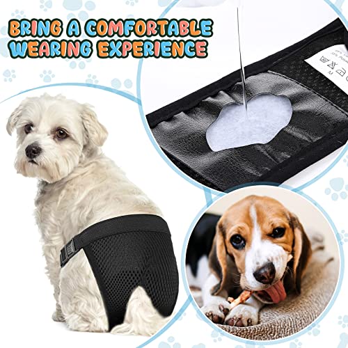 3er Pack Hunde Hosen Hunde Windeln mit 9 Damenbinden Waschbare Schutzhose für Hündinnen bei Hitze Monatsblutung Waschbare Schutzhose, Schwarz (M)