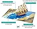 Pirate Ship - 3D Color Pop Up Greeting Card For All Occasions - Love, Birthday, Christmas, Good luck, Father's Day, Adventure, Travel - Message Note for Personalized - Thick Envelope, Fold Flat
