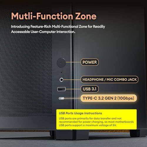Image of Okinos MiniArt 4 Micro ATX PC case, 2x120mm Reverse 3 Pin Fans & 1x120mm 3 Pin Fan Pre-Installed, 240mm Radiator Support, Compact MATX Case, Front Mounted PSU, MiniArt Series Black