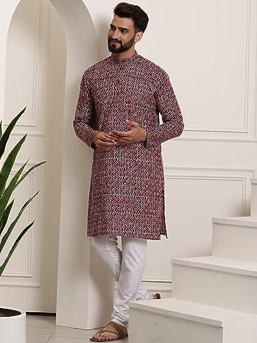 Image of SOJANYA (Since 1958 Men's Cotton Print Kurta & Churidar Pyjama Set