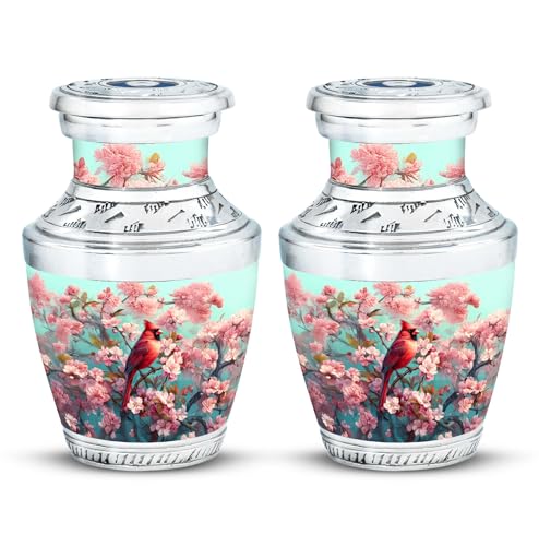 Image of Cardinal Urn Decorative Burial Urn Mom & Dad 3 Inch 2 Qty | Small Keepsake Cremation Urns for Ashes Adult Male Miniature Urns for Male & Female