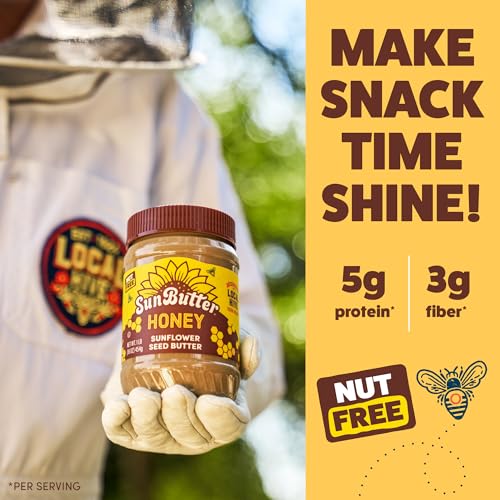 Image of SunButter Honey Sunflower Seed Butter, 16 oz Nut-Free Spread with 5g Plant-Based Protein, Roasted Rich & Savory Flavor, Smooth Texture | Vegan & Kosher