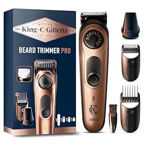 King C. Gillette Elektrischer Bartschneider Herren PRO mit Präzisionsrad für 40 Bartlängen, Ultrascharfe Lebenslang Edelstahlklingen, Abwaschbar, Unterschiedliche Kammaufsätze, Präzisionstrimmen