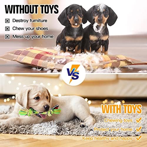 Aitmexcn Dog Toys Indestructible for Small Medium Dogs, 10 Pack Interactive Puppy Teething Toys with Natural Cotton, Tough Dog Chew Rope Toy for Play and Training