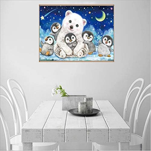 5D Diamond Paint Kits, Animals Full Drill Cross Stitch Rhinestone Arts and Crafts Crystal Embroidery Painting Pictures by Numbers for Adults Kids Gifts Home Wall Decor - 30x40cm (A-White Bear)