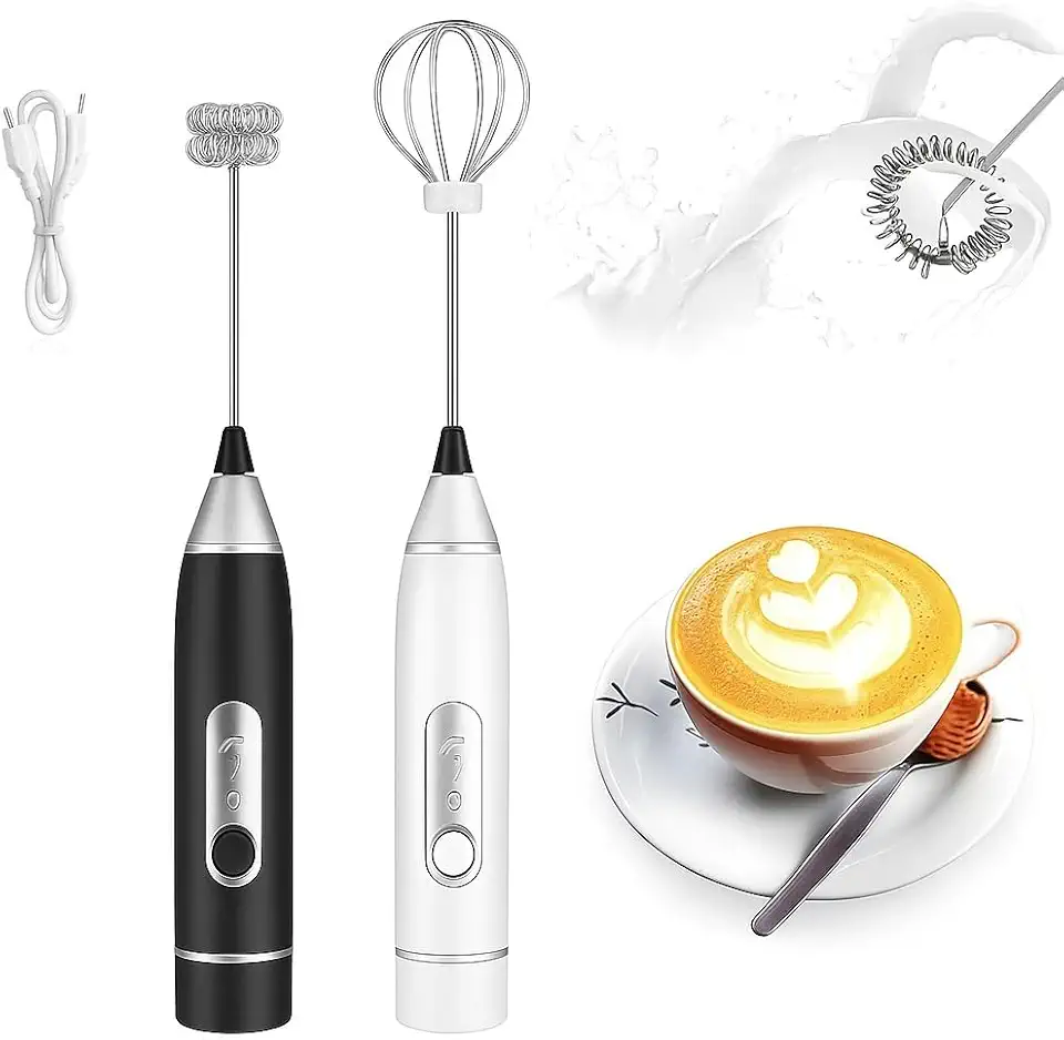 Mini Mixer Portátil USB Recarregável – Espumador de Leite, Café, Batedor de Ovos, Whey e Bebidas, 3 Velocidades