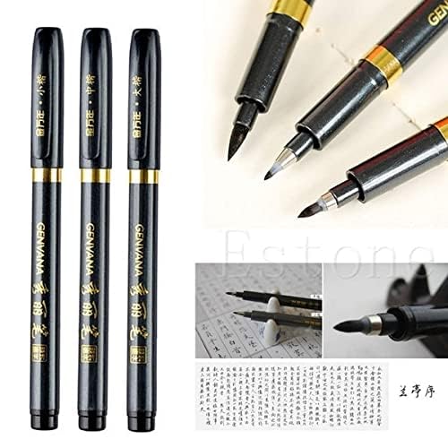 Dekaim 3Pcs Japanese Writing Pen, Fine Felt Tip Calligraphy Shodo Brush Ink Pen, Black, Refillable, Non-Toxic, Quick Drying - Image 4