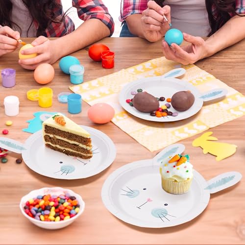 Cheerland TZ-DP-24P-FHJ-TZ1 Bunny Shaped Plates In Blue For Easter Birthday Gender Reveal Paper Plates Tableware For Kids Spring Garden Tea Party Supplies And Decorations thumb #3